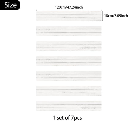 7PC Self-Adhesive Vinyl Stair Riser Stickers w/Squeegee and Utility Knife, Peel and Stick Staircase Decal Contact Paper for Home Decor, 47.24"x7.09" Scandinavian White Herringbone