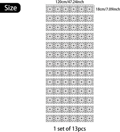 7PC Self-Adhesive Vinyl Stair Riser Stickers w/Squeegee and Utility Knife, Peel and Stick Staircase Decal Contact Paper for Home Decor, 47.24"x7.09" Scandinavian White Herringbone