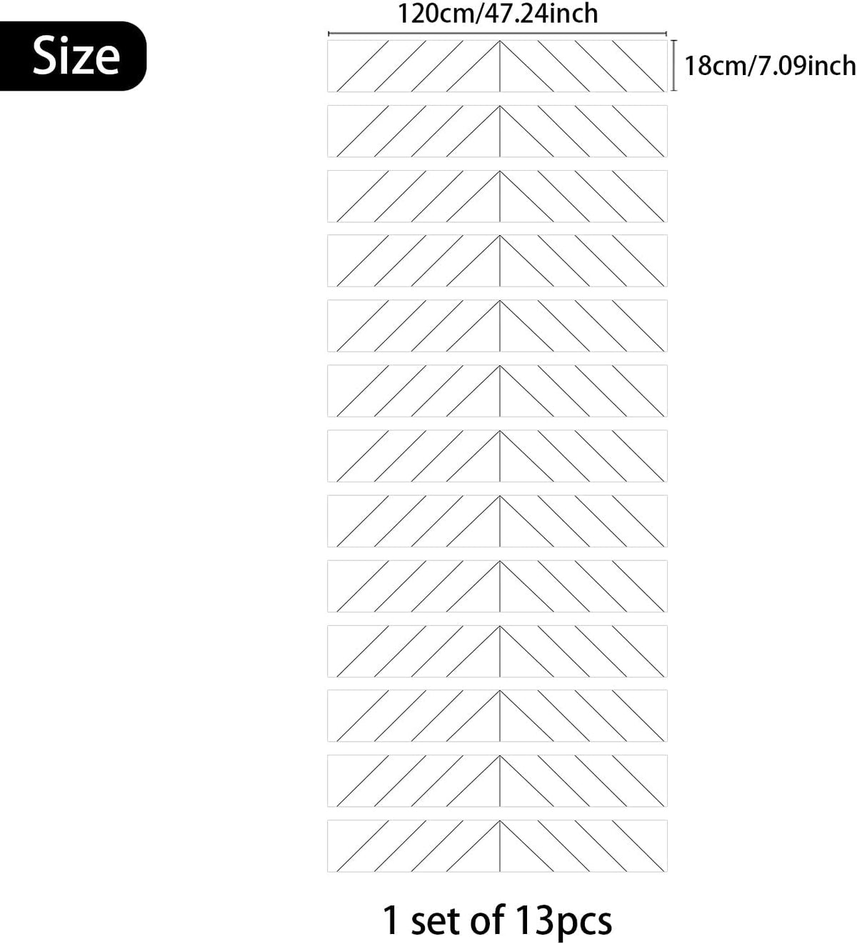 7PC Self-Adhesive Vinyl Stair Riser Stickers w/Squeegee and Utility Knife, Peel and Stick Staircase Decal Contact Paper for Home Decor, 47.24"x7.09" Scandinavian White Herringbone