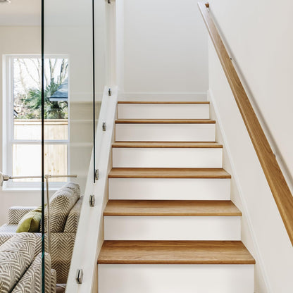 7PC Self-Adhesive Vinyl Stair Riser Stickers w/Squeegee and Utility Knife, Peel and Stick Staircase Decal Contact Paper for Home Decor, 47.24"x7.09" Scandinavian White Herringbone