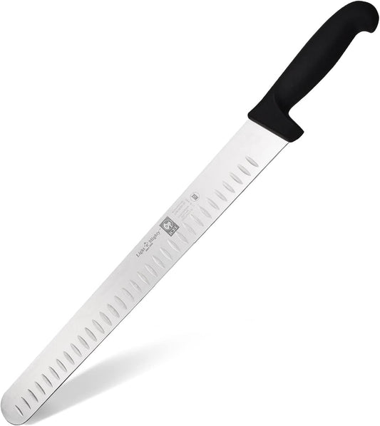 12 Inch Slicing Knife with Granton Edge for Slicing Turkey, Roast or Steak | Meat Slicing Knife, Stainless High Carbon German Steel, Best Knife to Slice Large Roast and Whole Turkey