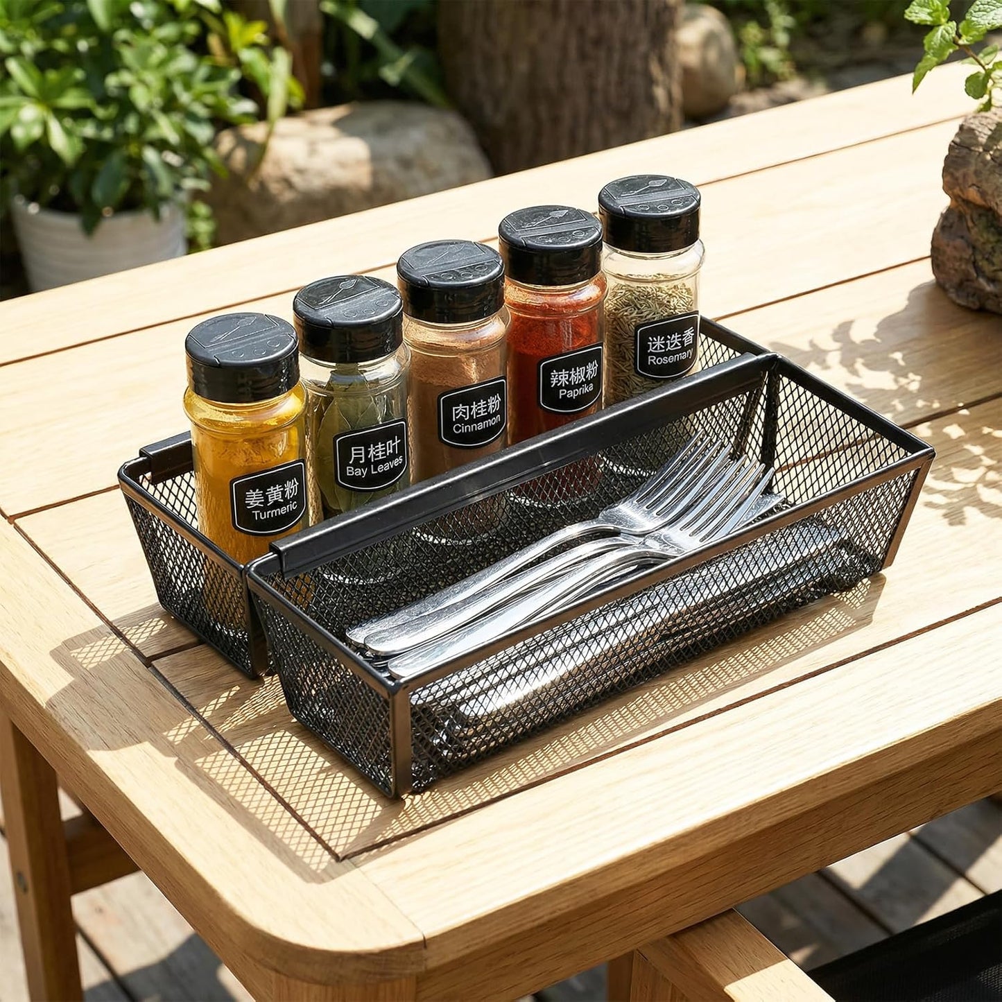 Kenaoeo 10 Pack silverware organizer And utensil drawer organizer, Mesh Metal Storage Tray For Flatware Knives Spoons Forks With Interlocking Arms And Non-Slip Pads, 9.6 x 3 x 2 Inch