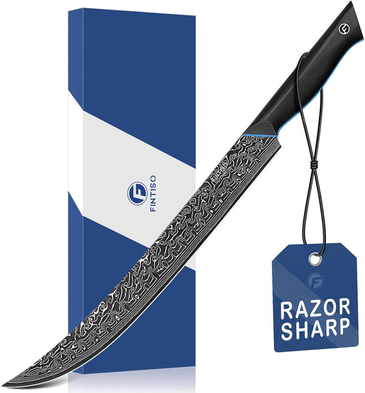 Butcher Knife 11.6 Inch, 67-Layer Damascus Steel Breaking Knife, G10 Handle | Carving Knife with Curved Blade, Slicing & Butcher Knife for Meat Cutting with Ergonomic Handle - Zeus Series