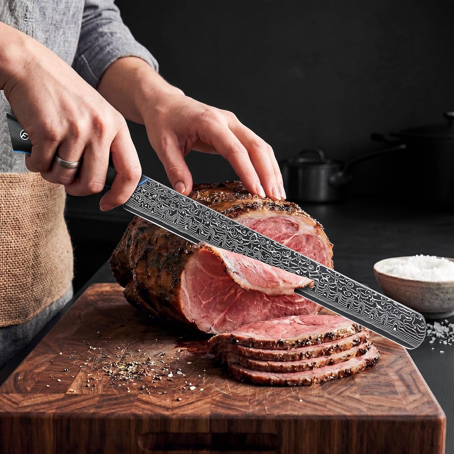 Butcher Knife 11.6 Inch, 67-Layer Damascus Steel Breaking Knife, G10 Handle | Carving Knife with Curved Blade, Slicing & Butcher Knife for Meat Cutting with Ergonomic Handle - Zeus Series
