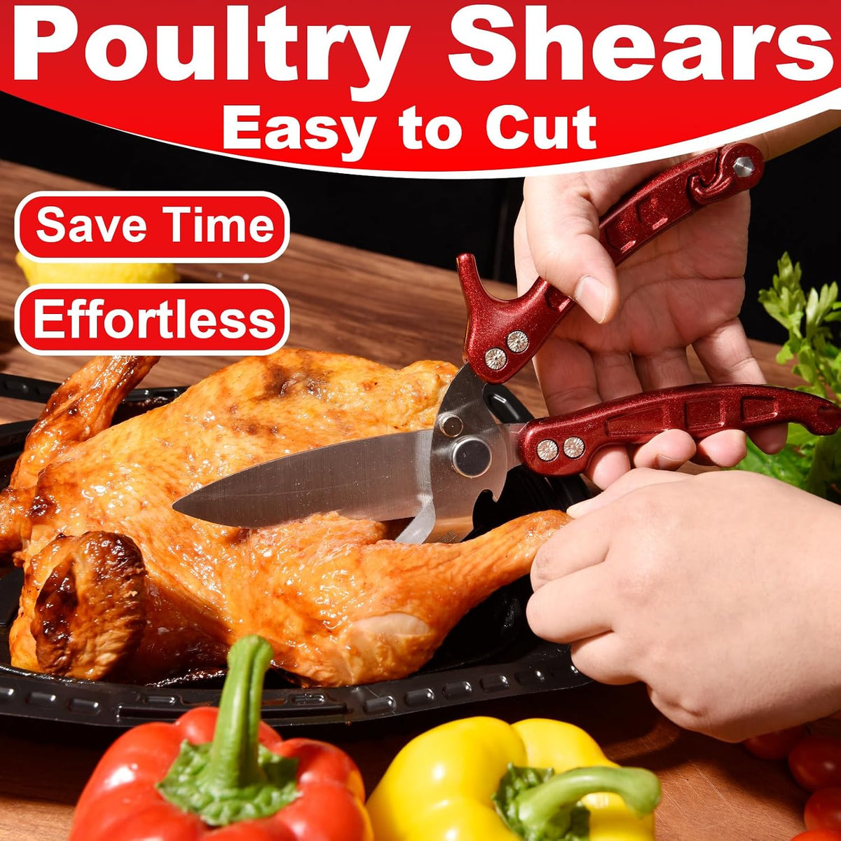 Heavy Duty Poultry Shears Scissors,Kitchen Shears for food Heavy Duty,Kitchen Scissors All Purpose,Chicken,Fish,Meat,Easily Separable for Thorough Cleaning,Dishwasher Safe.