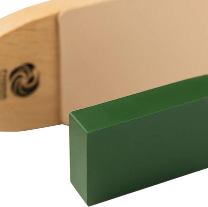 Leather Strop for Knife Sharpening, Double-Sided Paddle Strop with Green Polishing Compound, Wood Handle Stropping Block for Honing Knives, Chisels & Woodcarving Tools, for Diamond Pastes
