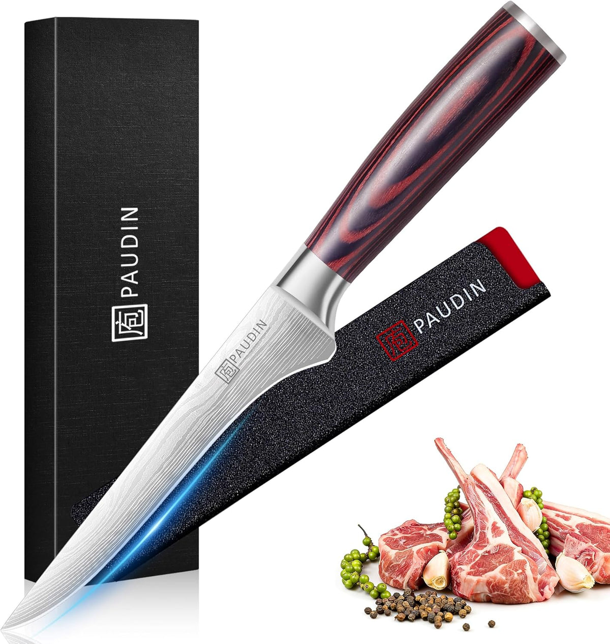 Boning Knife 6 Inch, Super Sharp Fillet Knife, German High Carbon Stainless Steel Deboning Knives, Professional Boning Knives for Meat Poultry Chicken, Pakkawood Handle with Gift Box