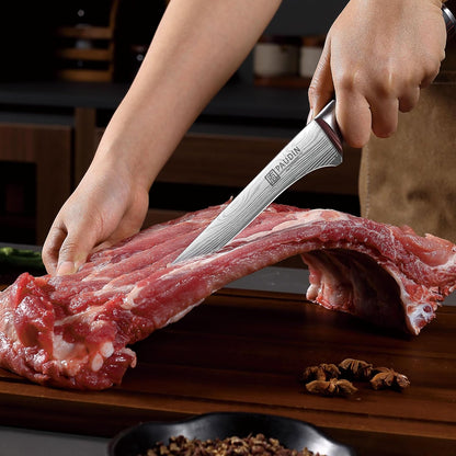 Boning Knife 6 Inch, Super Sharp Fillet Knife, German High Carbon Stainless Steel Deboning Knives, Professional Boning Knives for Meat Poultry Chicken, Pakkawood Handle with Gift Box