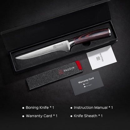 Boning Knife 6 Inch, Super Sharp Fillet Knife, German High Carbon Stainless Steel Deboning Knives, Professional Boning Knives for Meat Poultry Chicken, Pakkawood Handle with Gift Box