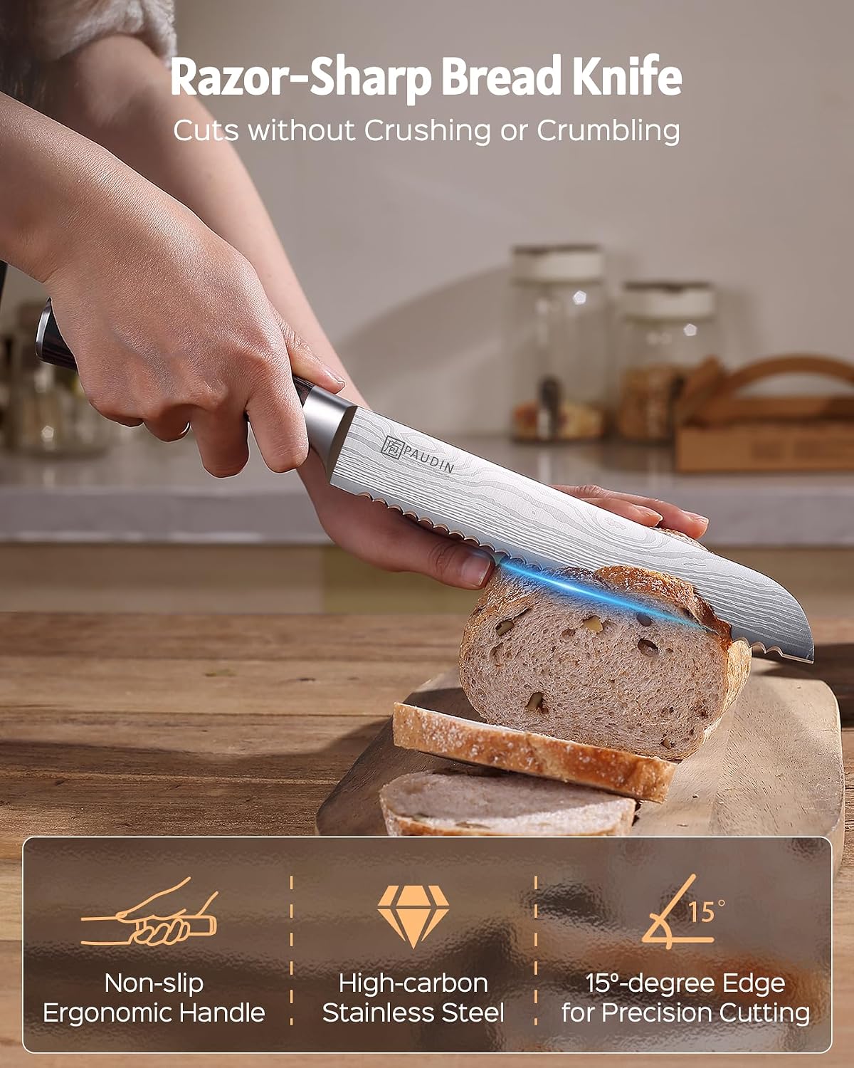 Boning Knife 6 Inch, Super Sharp Fillet Knife, German High Carbon Stainless Steel Deboning Knives, Professional Boning Knives for Meat Poultry Chicken, Pakkawood Handle with Gift Box