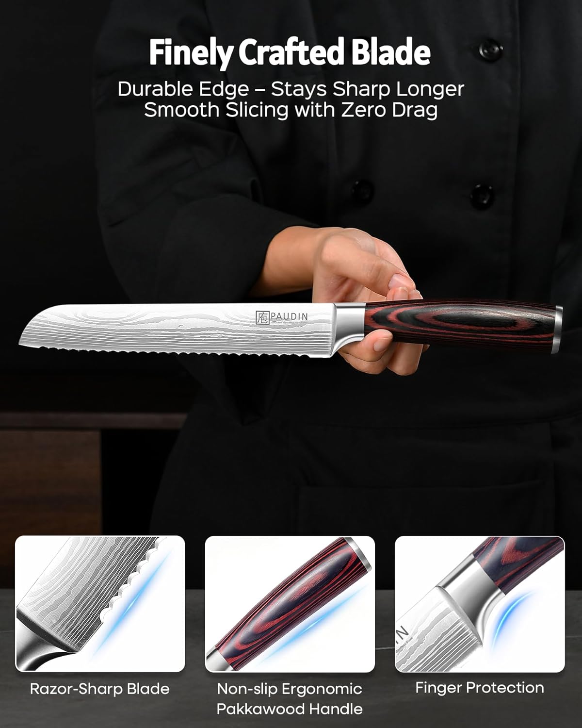 Boning Knife 6 Inch, Super Sharp Fillet Knife, German High Carbon Stainless Steel Deboning Knives, Professional Boning Knives for Meat Poultry Chicken, Pakkawood Handle with Gift Box