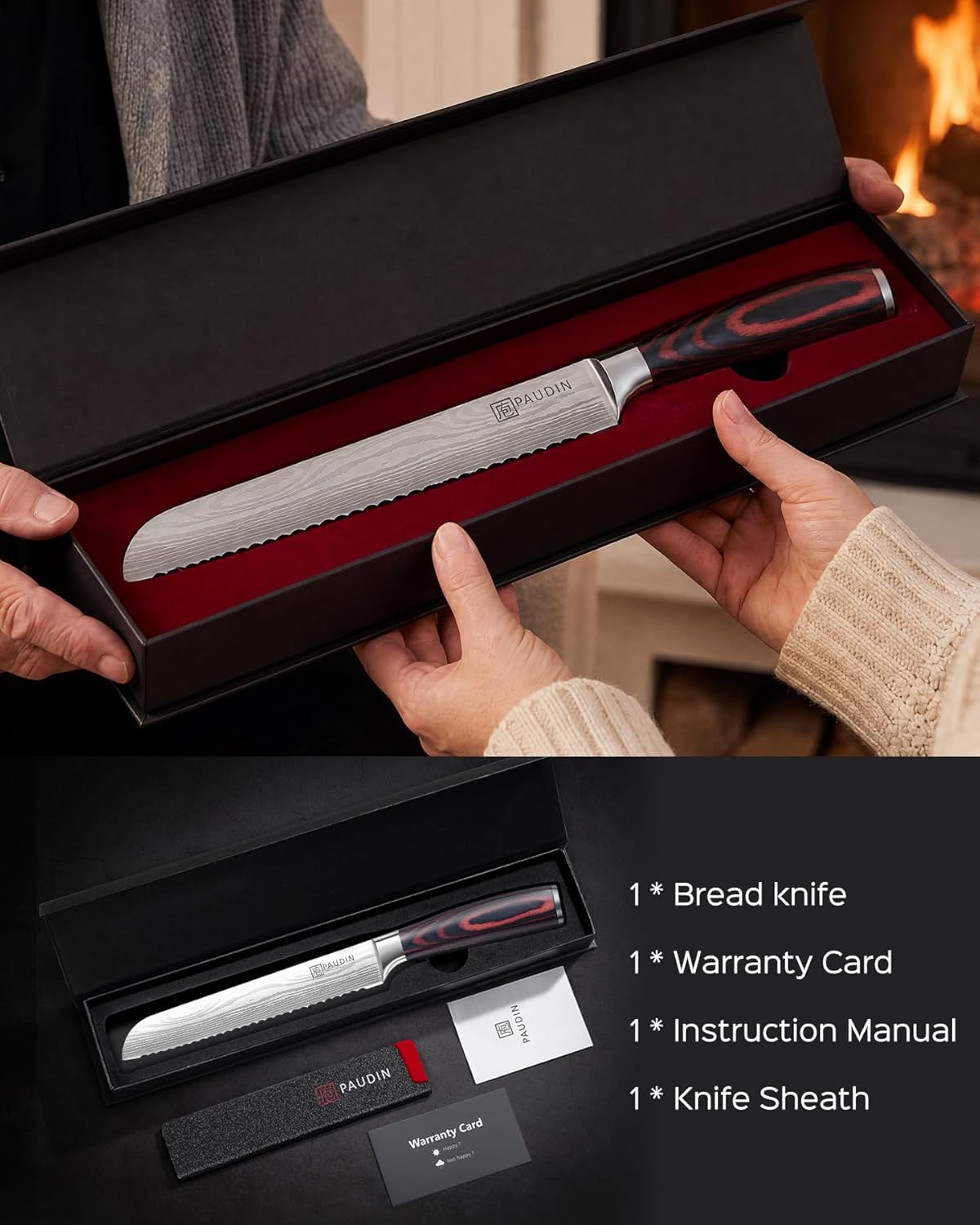 Boning Knife 6 Inch, Super Sharp Fillet Knife, German High Carbon Stainless Steel Deboning Knives, Professional Boning Knives for Meat Poultry Chicken, Pakkawood Handle with Gift Box