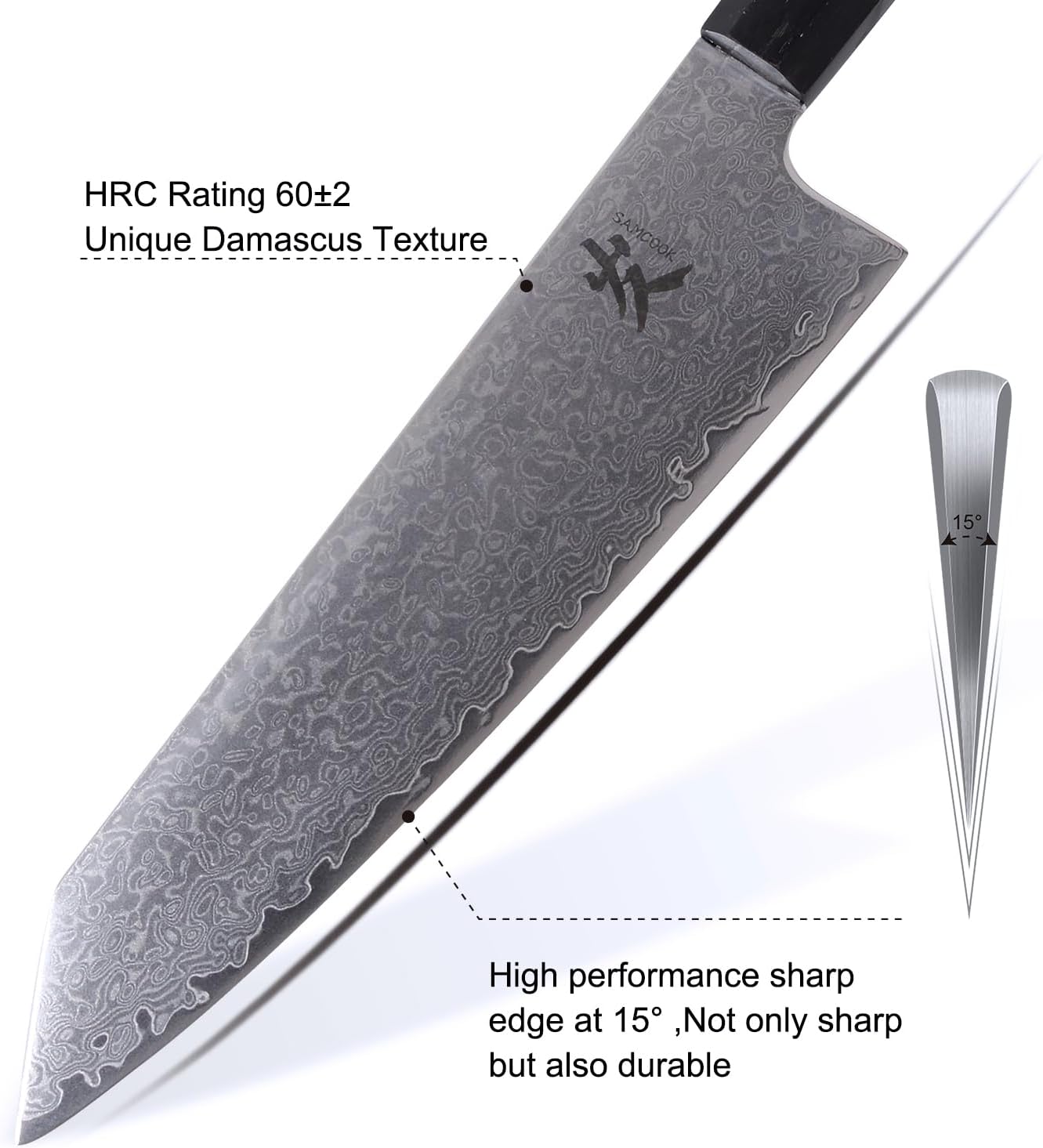 Kiritsuke Chef Knife - 8 Inch Professional Sharp Damascus Knife,High Carbon Stainless Steel Kitchen Gyuto knife - Ergonomic Octagonal Ebony Handle with Gift Box