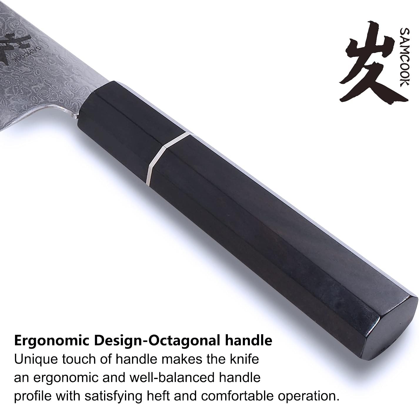 Kiritsuke Chef Knife - 8 Inch Professional Sharp Damascus Knife,High Carbon Stainless Steel Kitchen Gyuto knife - Ergonomic Octagonal Ebony Handle with Gift Box