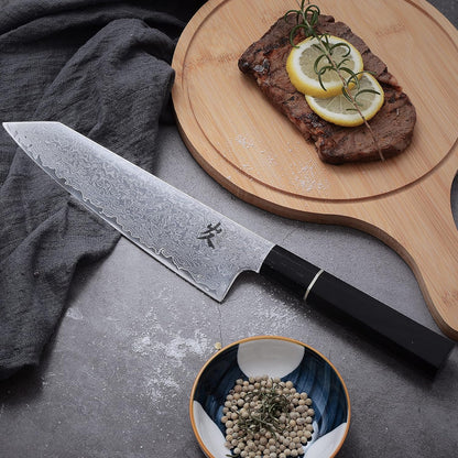 Kiritsuke Chef Knife - 8 Inch Professional Sharp Damascus Knife,High Carbon Stainless Steel Kitchen Gyuto knife - Ergonomic Octagonal Ebony Handle with Gift Box