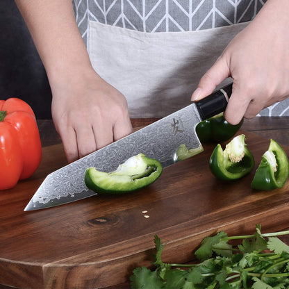 Kiritsuke Chef Knife - 8 Inch Professional Sharp Damascus Knife,High Carbon Stainless Steel Kitchen Gyuto knife - Ergonomic Octagonal Ebony Handle with Gift Box