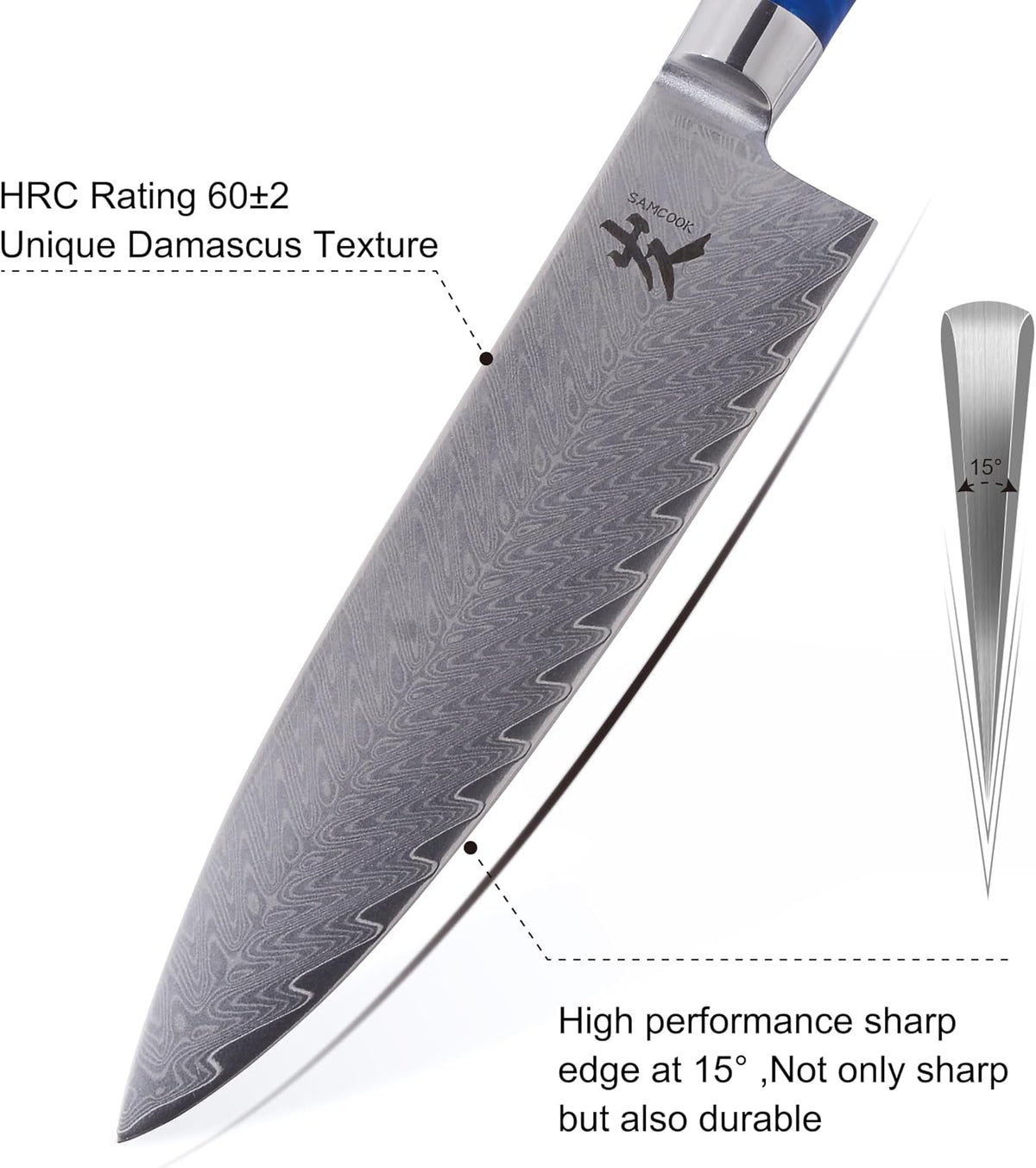 Kiritsuke Chef Knife - 8 Inch Professional Sharp Damascus Knife,High Carbon Stainless Steel Kitchen Gyuto knife - Ergonomic Octagonal Ebony Handle with Gift Box