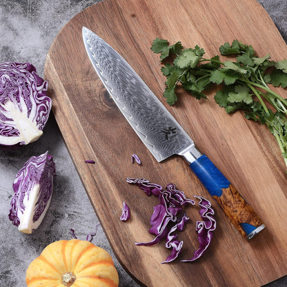 Kiritsuke Chef Knife - 8 Inch Professional Sharp Damascus Knife,High Carbon Stainless Steel Kitchen Gyuto knife - Ergonomic Octagonal Ebony Handle with Gift Box