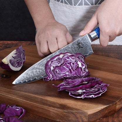 Kiritsuke Chef Knife - 8 Inch Professional Sharp Damascus Knife,High Carbon Stainless Steel Kitchen Gyuto knife - Ergonomic Octagonal Ebony Handle with Gift Box