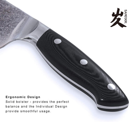 Kiritsuke Chef Knife - 8 Inch Professional Sharp Damascus Knife,High Carbon Stainless Steel Kitchen Gyuto knife - Ergonomic Octagonal Ebony Handle with Gift Box