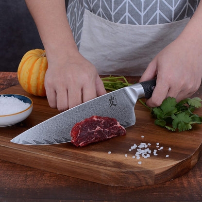 Kiritsuke Chef Knife - 8 Inch Professional Sharp Damascus Knife,High Carbon Stainless Steel Kitchen Gyuto knife - Ergonomic Octagonal Ebony Handle with Gift Box