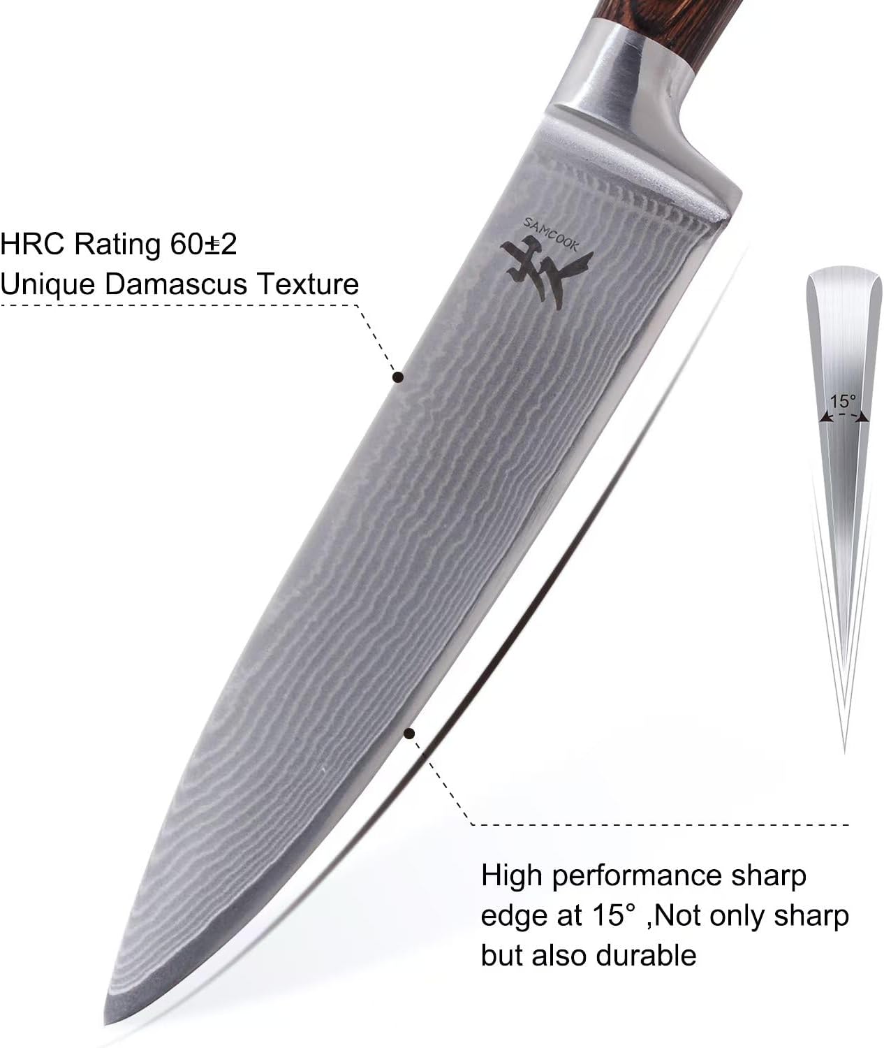 Kiritsuke Chef Knife - 8 Inch Professional Sharp Damascus Knife,High Carbon Stainless Steel Kitchen Gyuto knife - Ergonomic Octagonal Ebony Handle with Gift Box