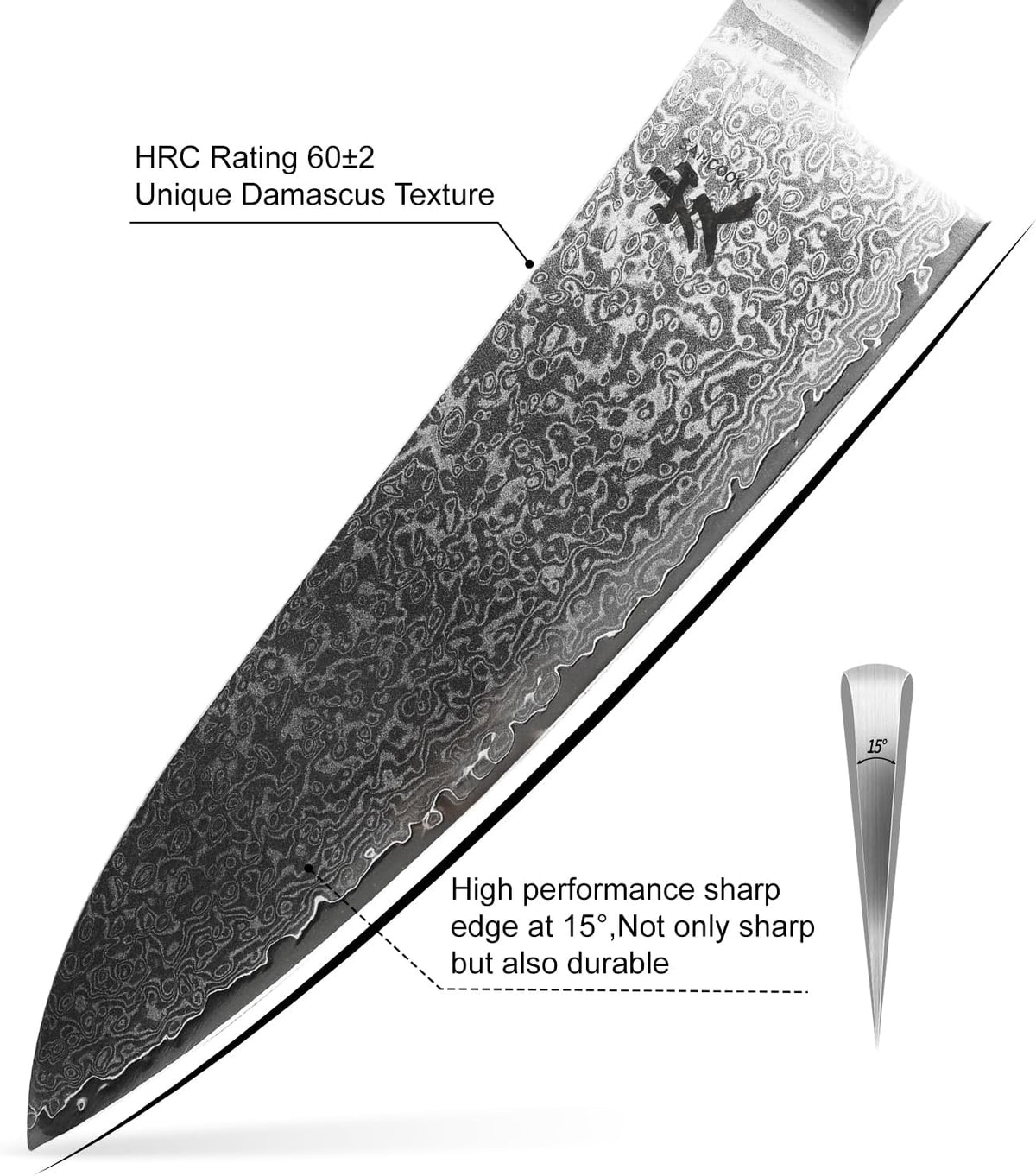 Kiritsuke Chef Knife - 8 Inch Professional Sharp Damascus Knife,High Carbon Stainless Steel Kitchen Gyuto knife - Ergonomic Octagonal Ebony Handle with Gift Box