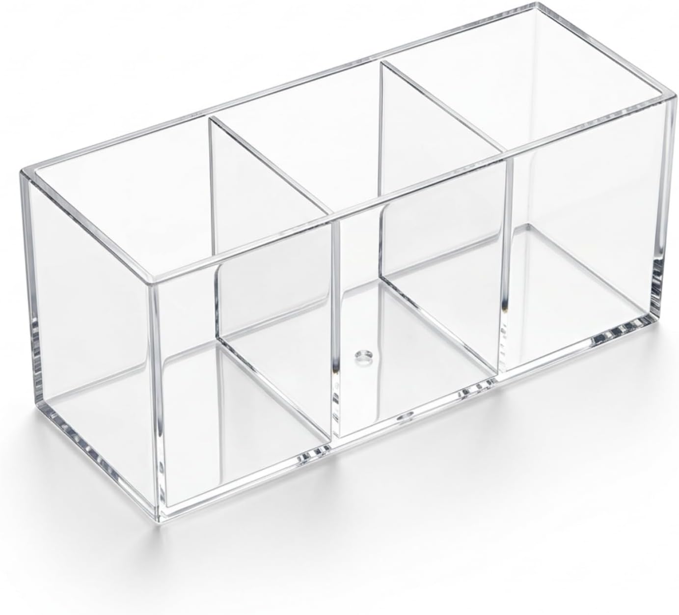 3 Section Acrylic Cutlery Organizer Countertop Utensil Holder | Flatware Storage Caddy for Spoons, Forks and Knives, Space Saving Kitchen Organizer for Cabinet, Dining Room and Home Use