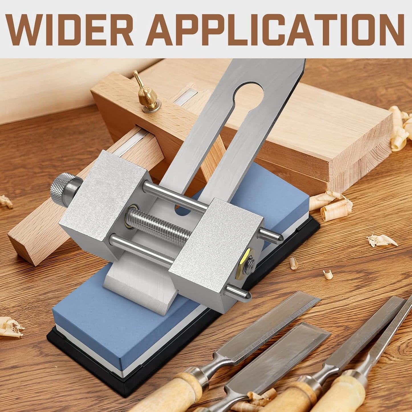 Chisel Sharpening Jig Kit, Heavy Duty Precise Honing Guide with Adjustable Angle Fixture and Angle Gauge, All Metal Sharpening Fine Tools for Woodworking Chisels and Planes (5/32" to 3")