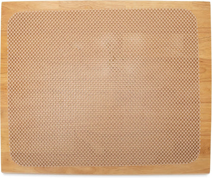 Oak Accents Camper/RV Silent Top Stovetop Cover | Features Solid Oak-Finish Hardwood w/Non-Toxic Finish & 4 Non-Slip Rubber Feet | Includes Flexible Cutting Mat | 19.5” x 17” x .75” (43521)