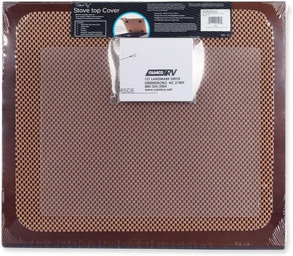 Oak Accents Camper/RV Silent Top Stovetop Cover | Features Solid Oak-Finish Hardwood w/Non-Toxic Finish & 4 Non-Slip Rubber Feet | Includes Flexible Cutting Mat | 19.5” x 17” x .75” (43521)