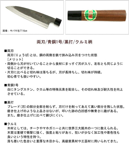 Tosa Knife, Black Uchi, Deba Knife, Blue Steel, No. 1, 8.3 inches (210 mm)