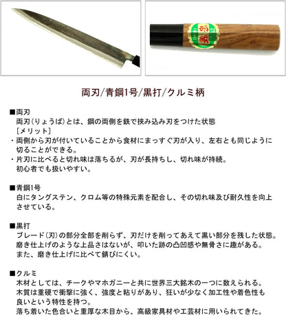 Tosa Knife, Black Uchi, Deba Knife, Blue Steel, No. 1, 8.3 inches (210 mm)