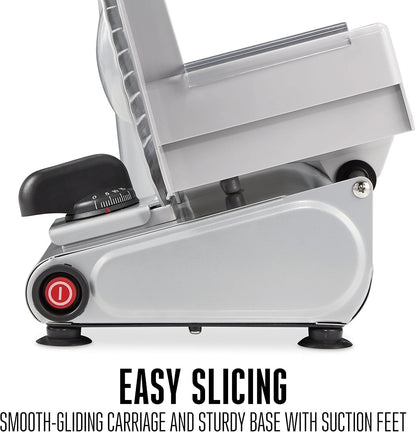 Electric Deli Meat Slicer Machine For Home & Food Slicer | Adjustable Slice Thickness | Non-Slip Suction Feet | Removable 9” Deli Slicer Stainless Steel Blade | Easy to Clean