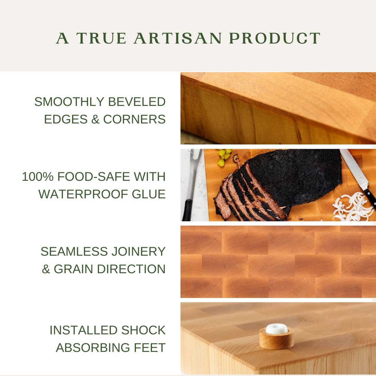Maple End Grain Cutting Board - Premium End Grain Butcher Block Wood Cutting Board for Kitchen - Food-Safe, Non-Slip, Sustainably Sourced Maple Wood (Medium)