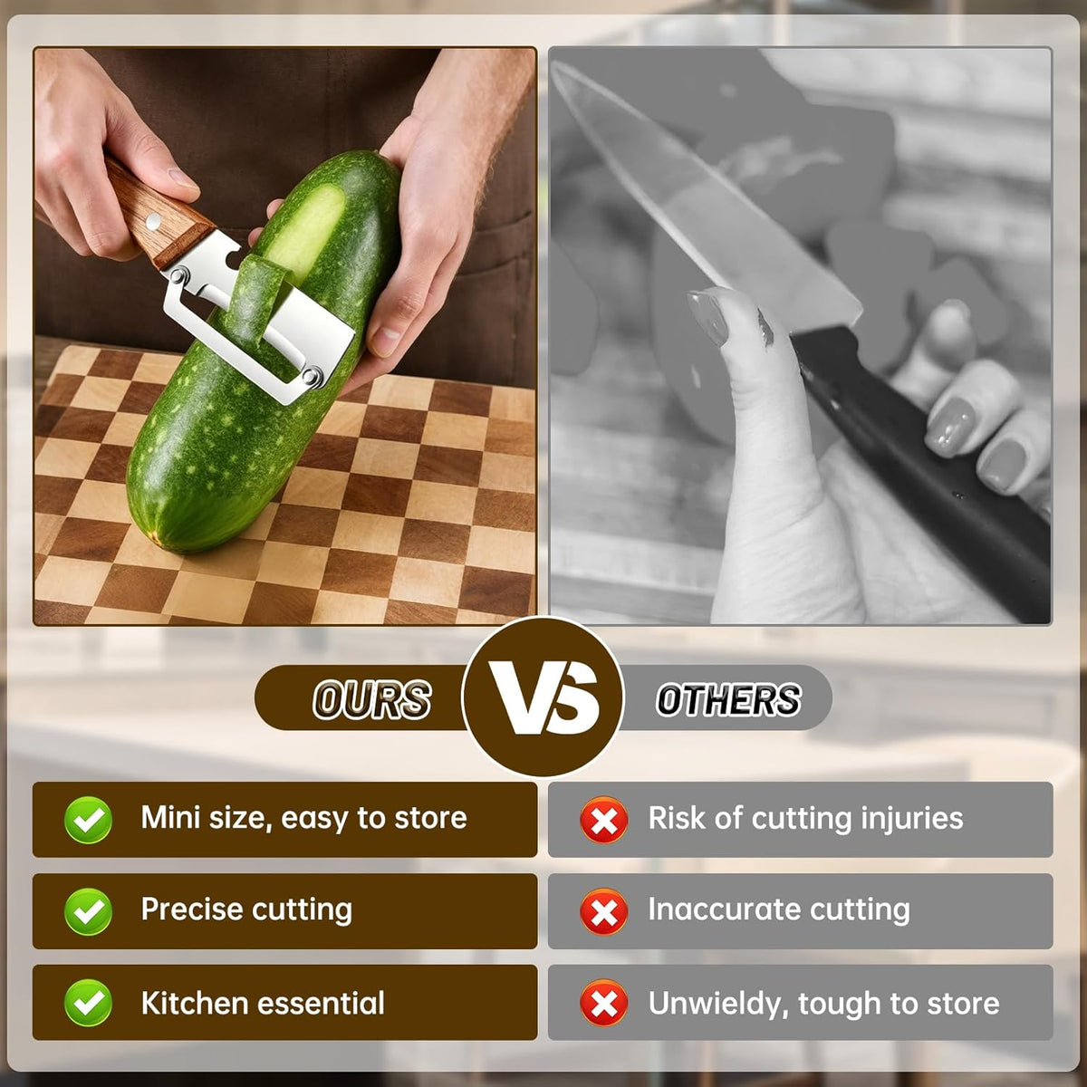 2 In1 Vegetable Peeler,Stainless Steel Veggie Peeler Knife For Kitchen-2PCS | Multi function,Wooden Handle,Bottle Opener,For Fruit Pumpkin Peeling Potato Carrot Veggie for Camping and Trave