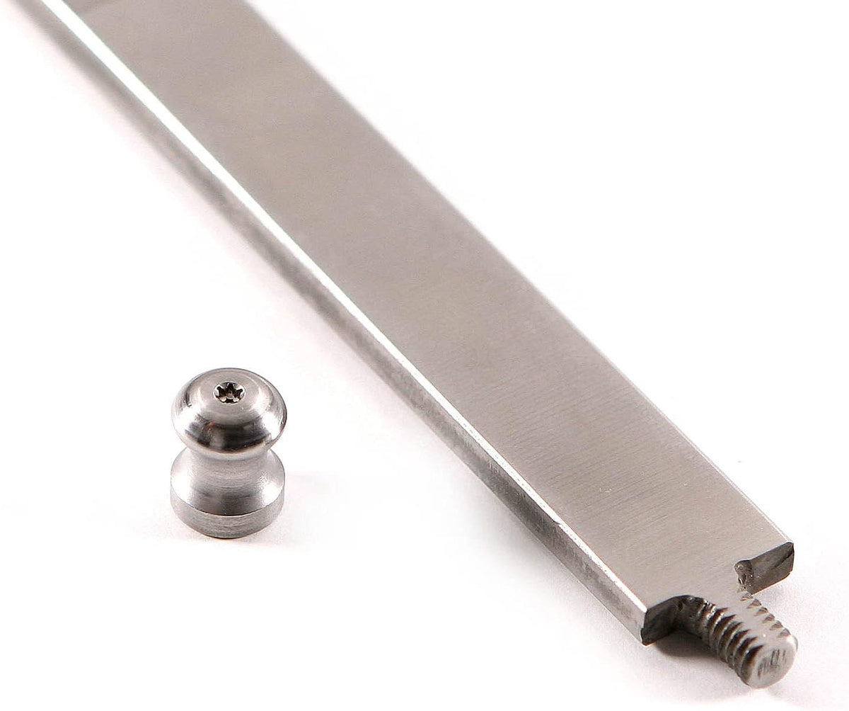 Knife Making Guard - (S Pattern) - (Designed by Harvey Dean, MS) - (Master Series) - Stainless Steel - (4.125 x 1.125 x .270 inches) - [.640 x .240 slot] - (USA Design) - (by KnifeKits)
