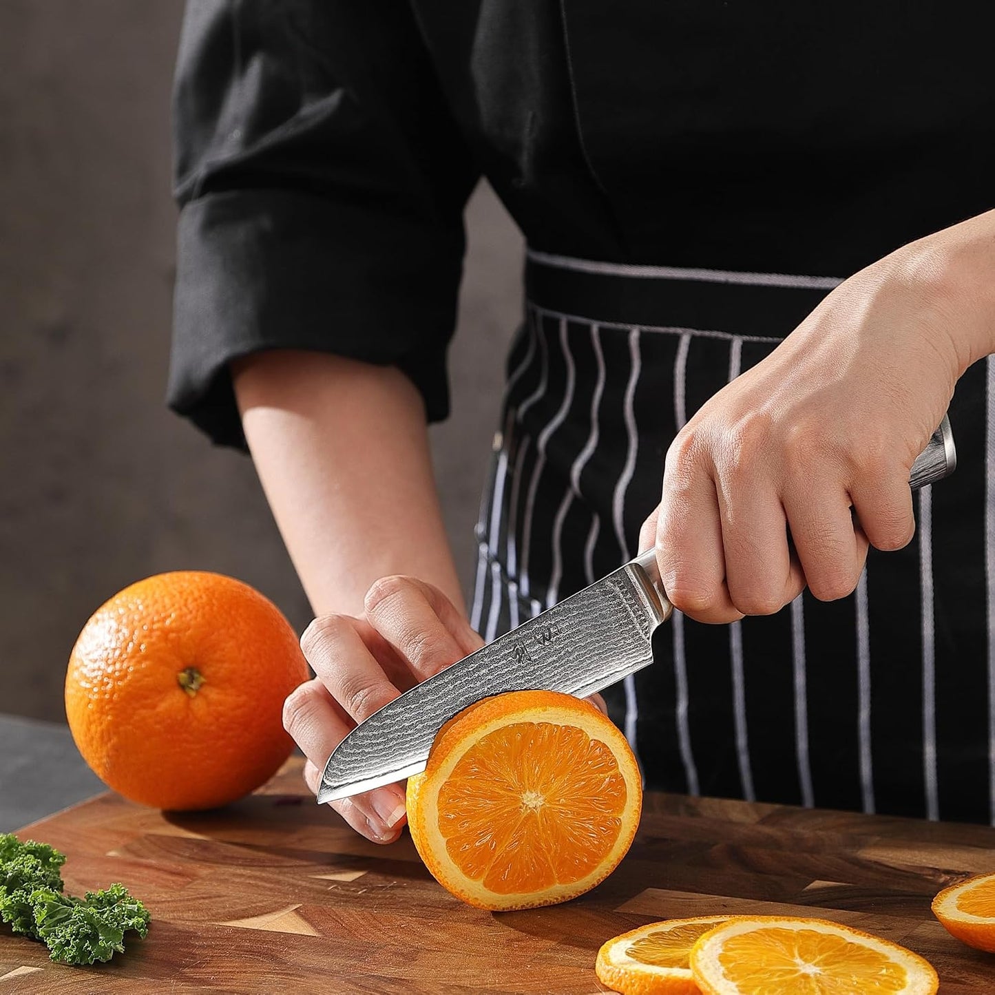 EDIS Damascus Kitchen Knife Set, 4-Piece VG10 Core, Pakkawood Handle | Santoku, carving, small santoku and paring knives cover roast slicing, vegetable prep, herbs, fruit, and trimming, gift box
