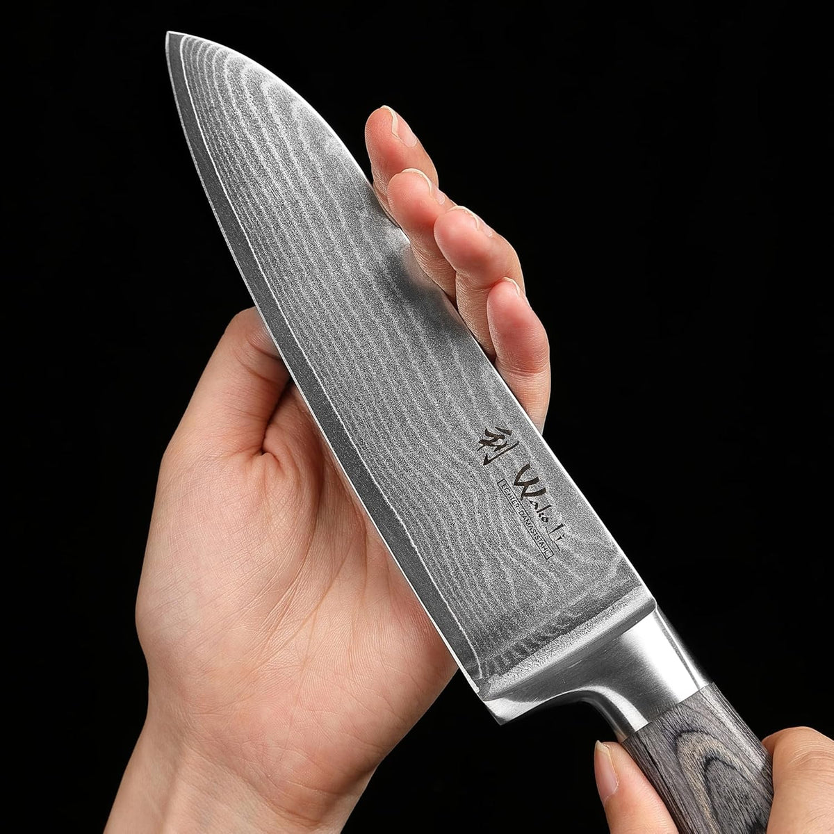 EDIS Damascus Kitchen Knife Set, 4-Piece VG10 Core, Pakkawood Handle | Santoku, carving, small santoku and paring knives cover roast slicing, vegetable prep, herbs, fruit, and trimming, gift box