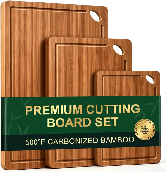 Bamboo Cutting Boards for Kitchen Non Toxic Solid Wood Chopping Board Non Plastic Wooden Cutting Boards Small Fruit Meat Charcuterie Board Hardwood Cutting Board Set Bread Chauratri Serving Boards