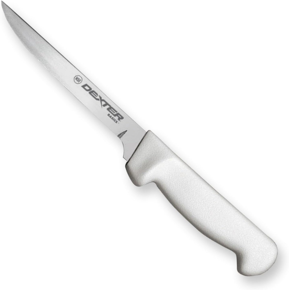 Dexter Basics 8" Flexible Fillet Knife, Stainless Blade, White Handle | Flexible high-carbon stainless steel blade follows bones for clean fillets. Designed for fish and seafood prep work.