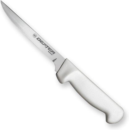 Dexter Basics 8" Flexible Fillet Knife, Stainless Blade, White Handle | Flexible high-carbon stainless steel blade follows bones for clean fillets. Designed for fish and seafood prep work.