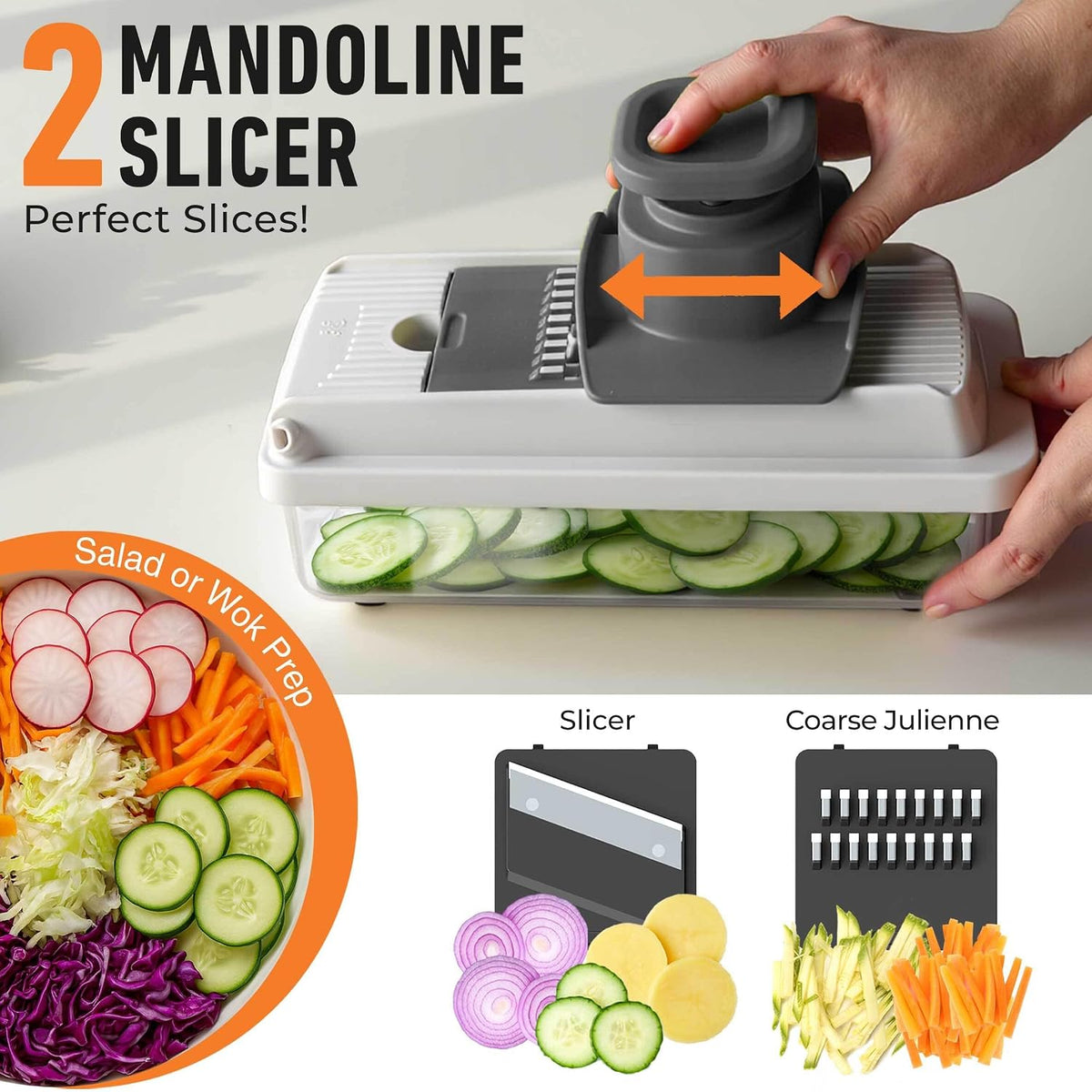 Vegetable Chopper Mandoline Slicer, Food, Cook's Tool, Veggie Chopper Onion Vegetable Cutter with Container, Dicer, Kitchen Gadgets & Essentials, White Sand/Grey