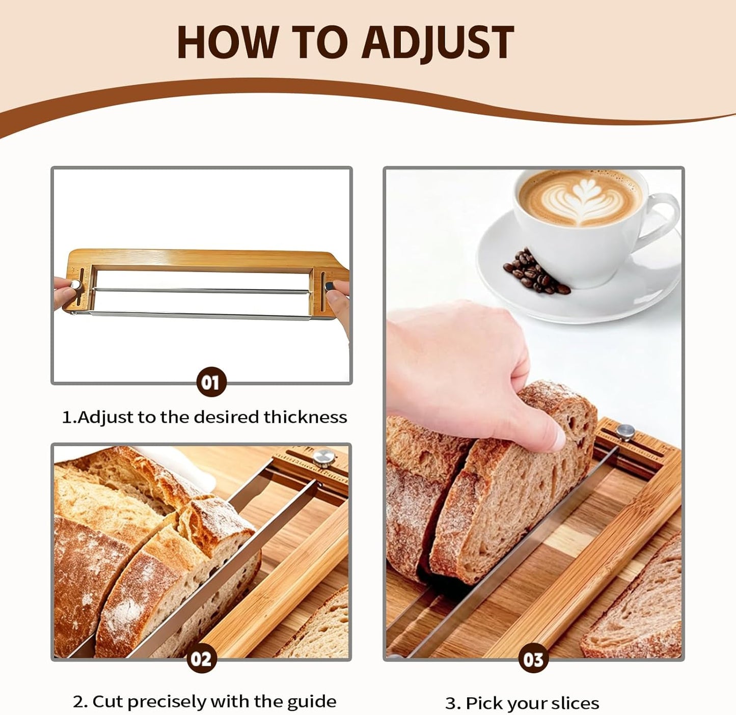 Household Bread Slicer, Adjustable Thickness | Sourdough Tool, Equipped With Serrated Bread Knife, Suitable For Handmade Bread, Buttered Bread, Gluten-Free Bread
