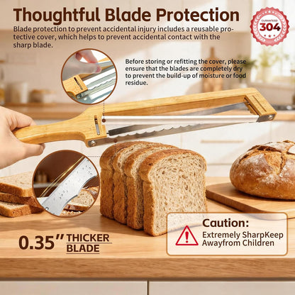 Household Bread Slicer, Adjustable Thickness | Sourdough Tool, Equipped With Serrated Bread Knife, Suitable For Handmade Bread, Buttered Bread, Gluten-Free Bread