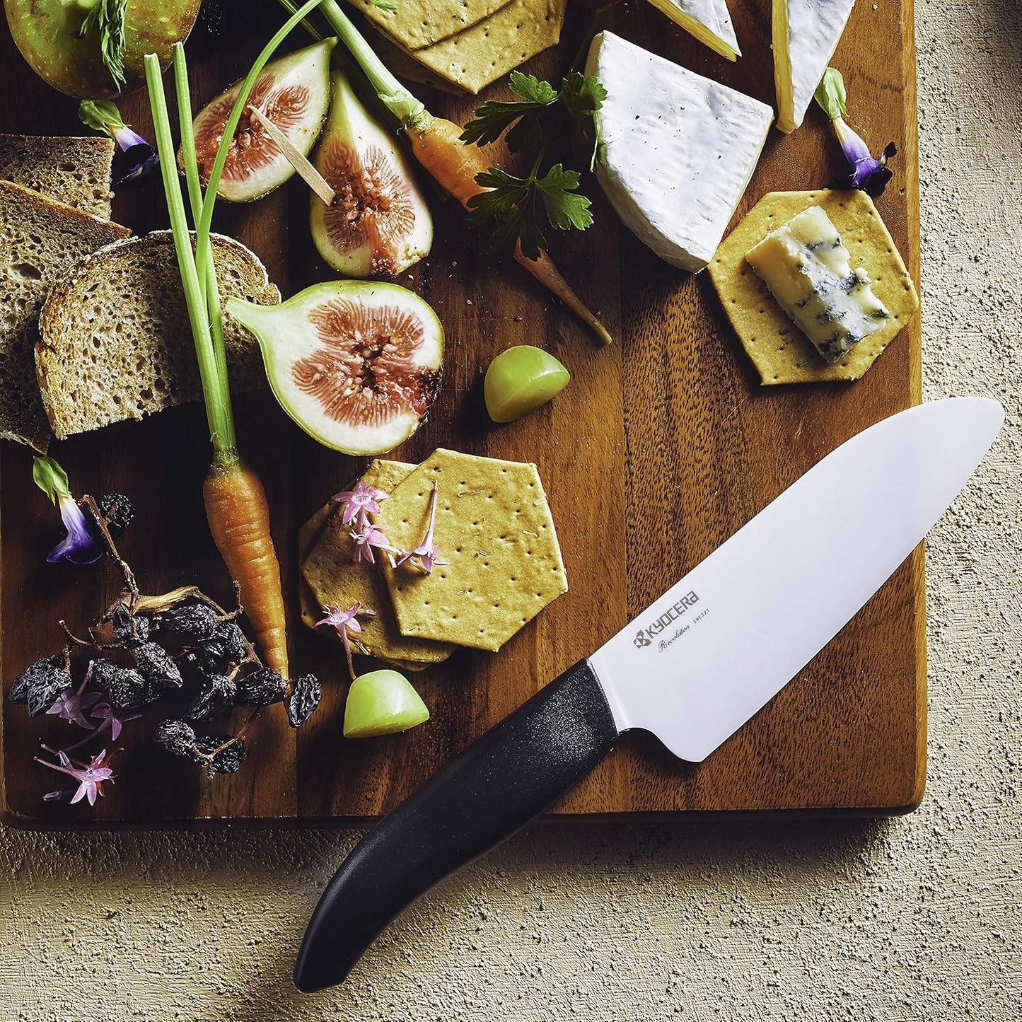 FK-140-WH Ceramic Santoku, Chef Knife for Your Cooking Needs, 5.5”, White | Revolution 5.5-Inch Santoku Knife: Ultra-Sharp Japanese Zirconia Blade for Precise Slicing, Dicing, and Mincing Tasks