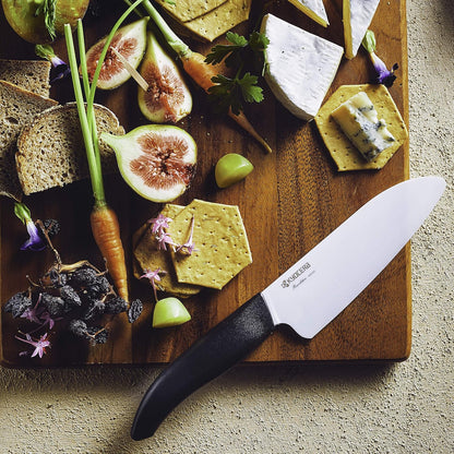 FK-140-WH Ceramic Santoku, Chef Knife for Your Cooking Needs, 5.5”, White | Revolution 5.5-Inch Santoku Knife: Ultra-Sharp Japanese Zirconia Blade for Precise Slicing, Dicing, and Mincing Tasks