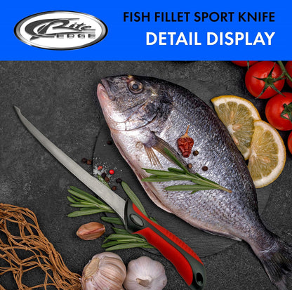 SZCO Fillet Knife 12.5 Inches - Red Fishing knife with ABS Handle, Stainless Steel Gauge Filet Blade & Sheath - Chef Knife for Cooking, Meat & Poultry Cutting - Perfect for Slicing Fish