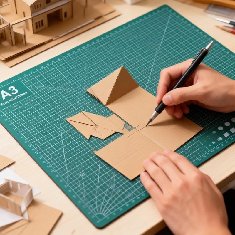Cutting Mat Art Sewing Mat 17.7"L x 11.8"W Gridded Rotary Cut Board Double-sided for Crafts Hobby Project Sewing Fabric (2, Green, A3:17.7"L x 11.8"W)