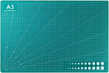Cutting Mat Art Sewing Mat 17.7"L x 11.8"W Gridded Rotary Cut Board Double-sided for Crafts Hobby Project Sewing Fabric (2, Green, A3:17.7"L x 11.8"W)